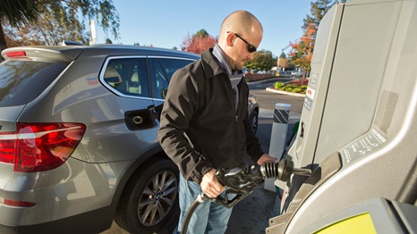 A Chevron customer fuels a vehicle in San Ramon, California.