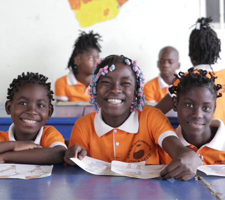 a group of children in a classroom