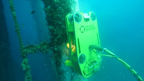 Remotely operated vehicles (ROVs) like this one can eliminate some of the dangers associated with having divers remove marine growth from platforms. They can also save money and time.